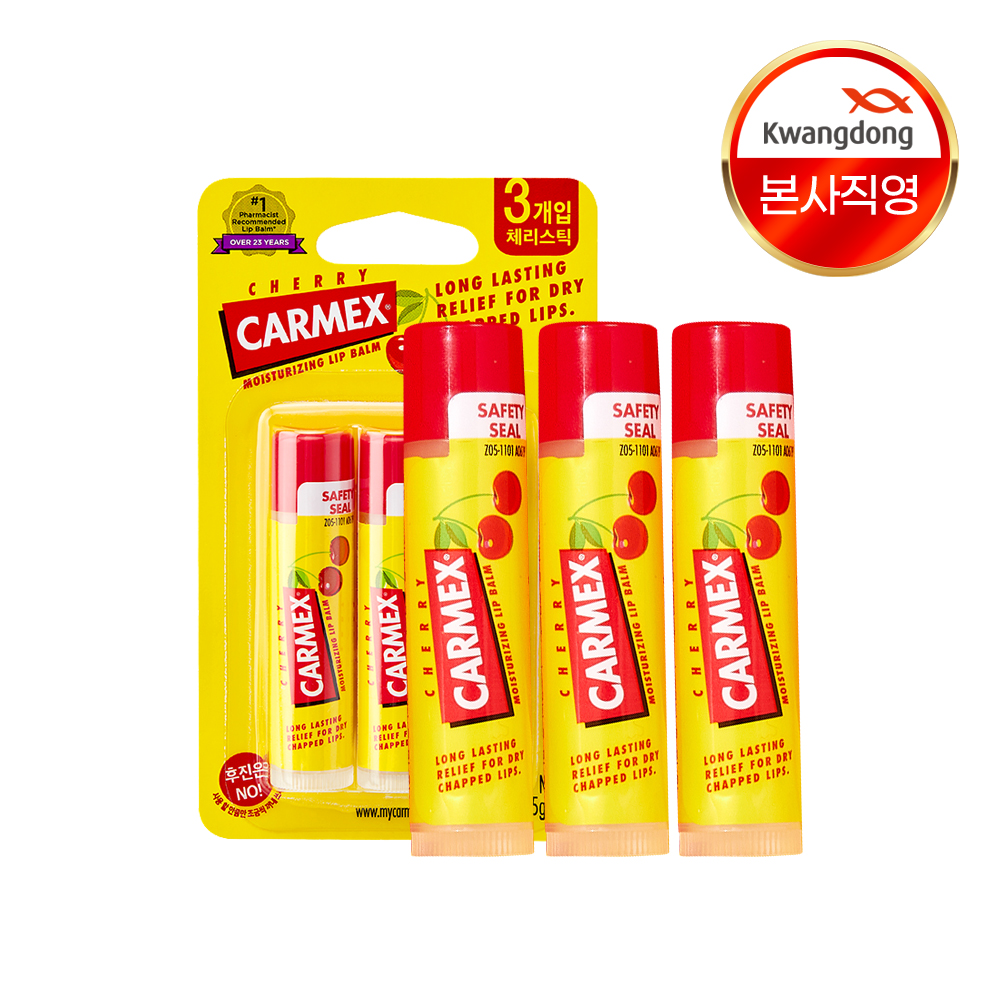 [4.25g X 3개입] 카멕스 체리 립밤 스틱 투명, 12g - 상품 이미지