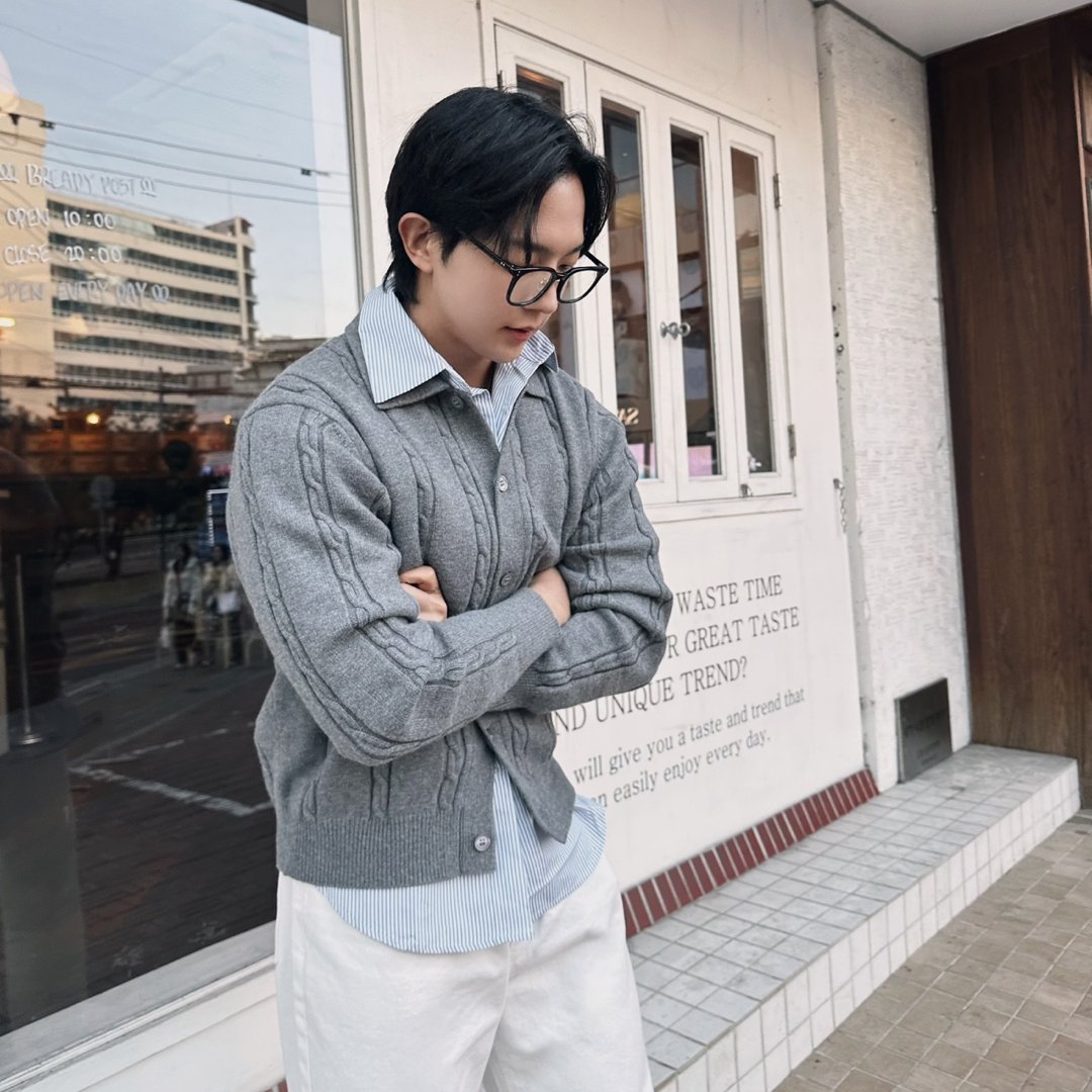 남자회색가디건 남자가디건코디 - 상세 이미지 3