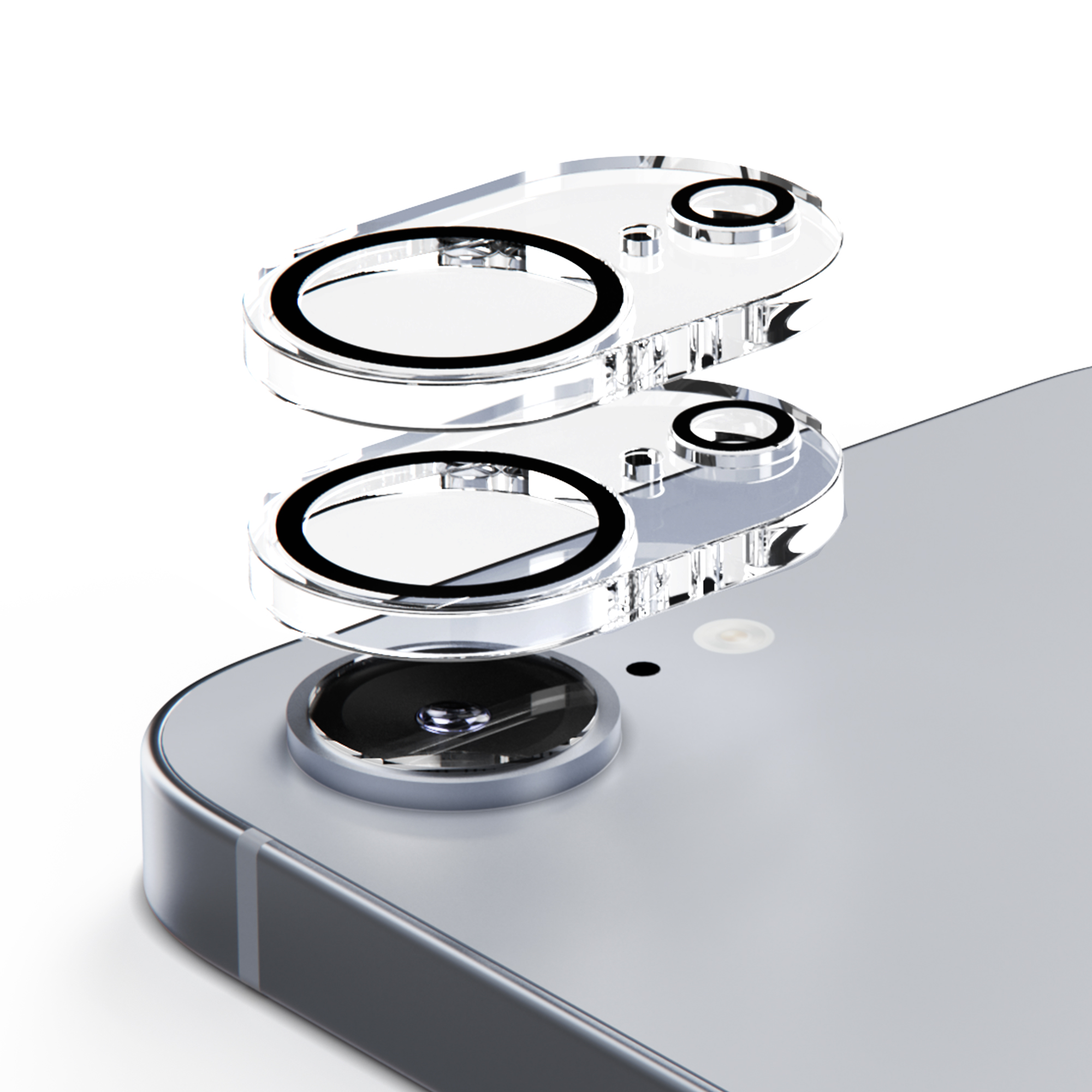 아이엠듀 카메라 보호 필름 풀커버 강화유리 빛번짐 방지 블랙 아이폰16E, 2매입