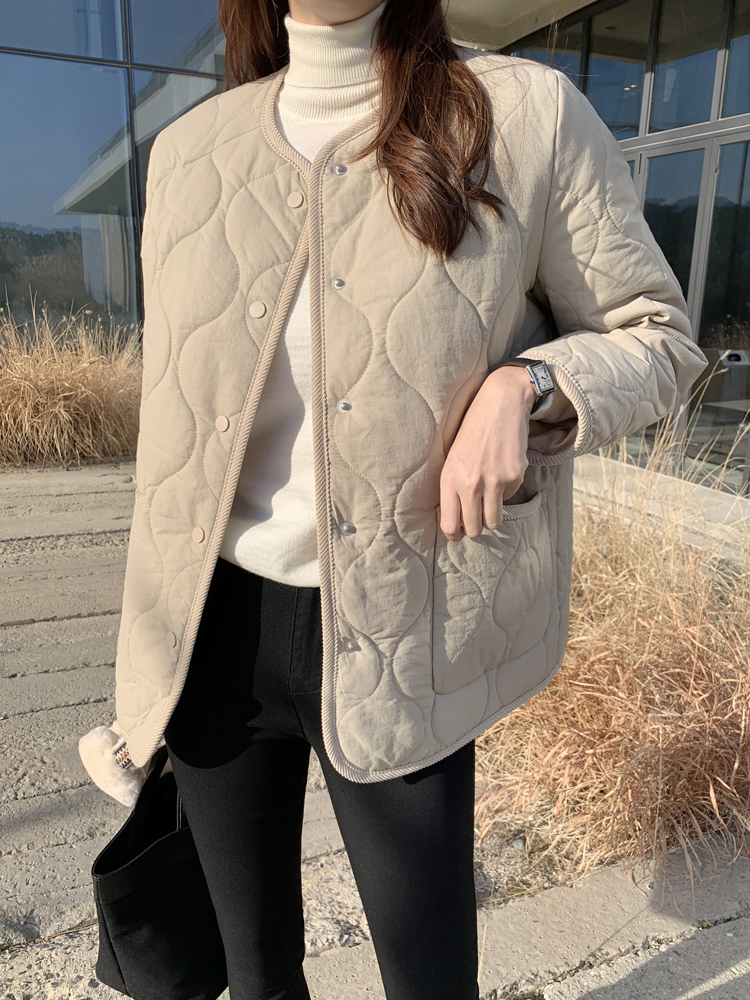 오버핏 노카라 퀄팅 누빔 패딩 점퍼 여성 경량패딩 여자 점퍼 봄 간절기 아우터