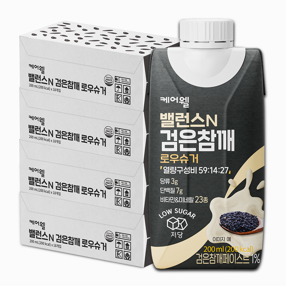 [본사] 케어웰 밸런스N 검은참깨 200ml 72팩 식사대용 균형 영양식 환자 노인 영양음료 제품 이미지