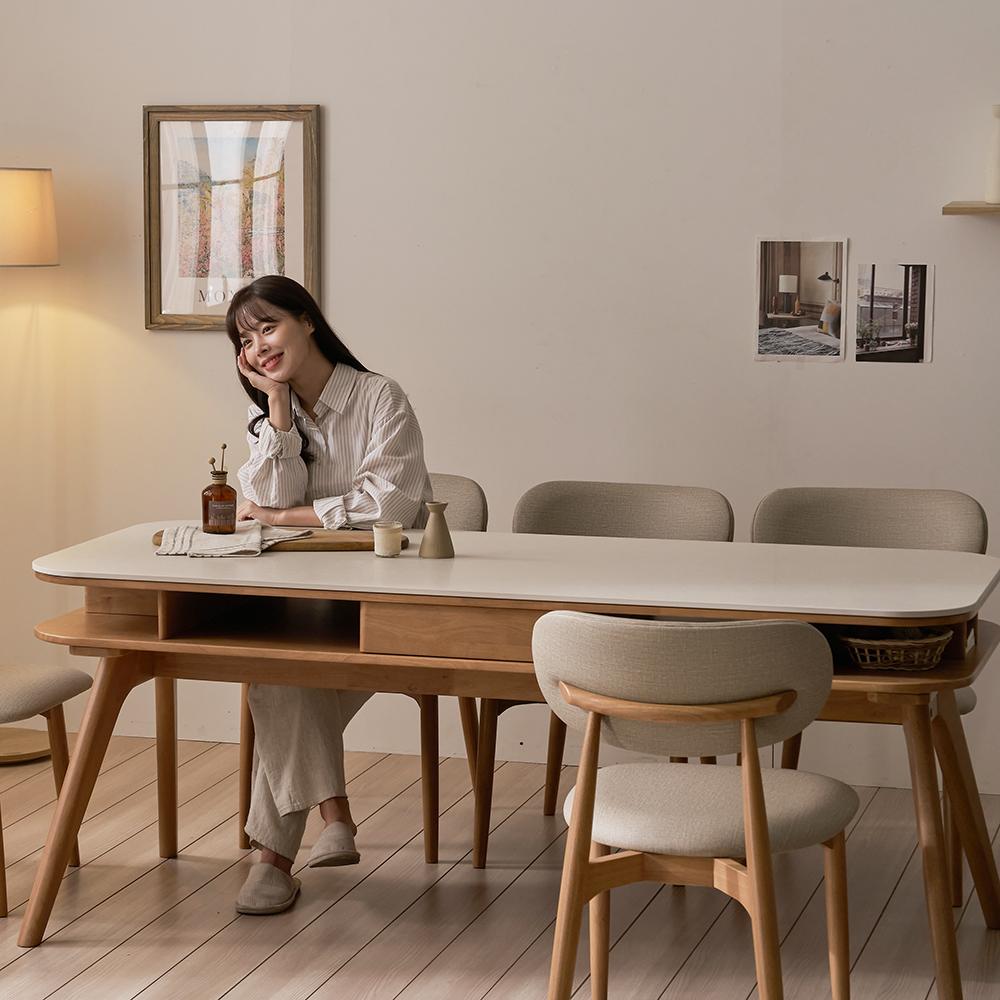 오슬로 6인용 식탁 저소음 포세린 세라믹식탁 수납형 식탁 테이블 1800