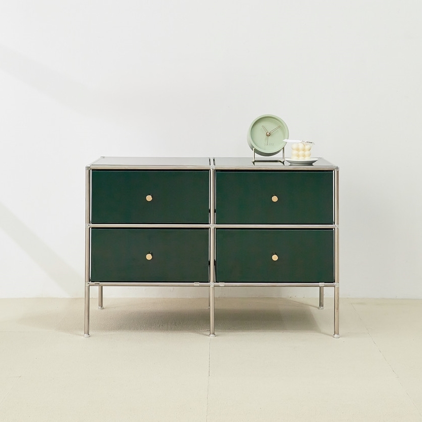 홈그니처 모듈 거실장 가구 폭좁은 안방티비장 미니 티비다이 800x400x545mm, 딥그린