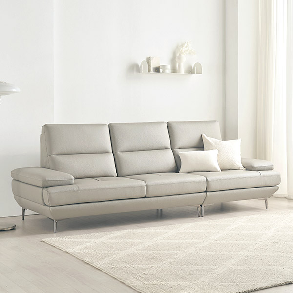 스칸디아 버밍엄 천연 통가죽 소파 스툴미포함, 베이지, 4인용