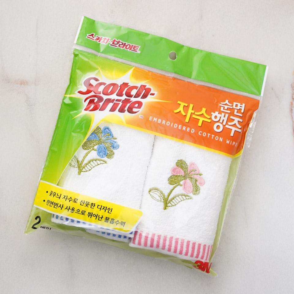 메가마트 3M 순면 자수 행주 2매 - 상세 이미지 2