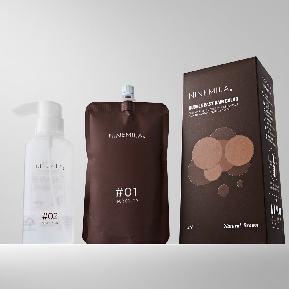 1+1 나인밀라 버블 이지 비건 새치 염색약 100ml (흑갈색, 자연갈색) 셀프 새치커버 톤다운 - 상세 이미지 4