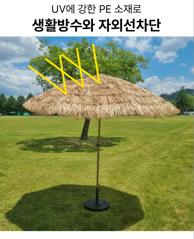감성 파라솔 밀짚파라솔 볏짚파라솔 초가 대형 라탄 비치 테라스 카페 캠핑 1.9M - 상세 이미지 4