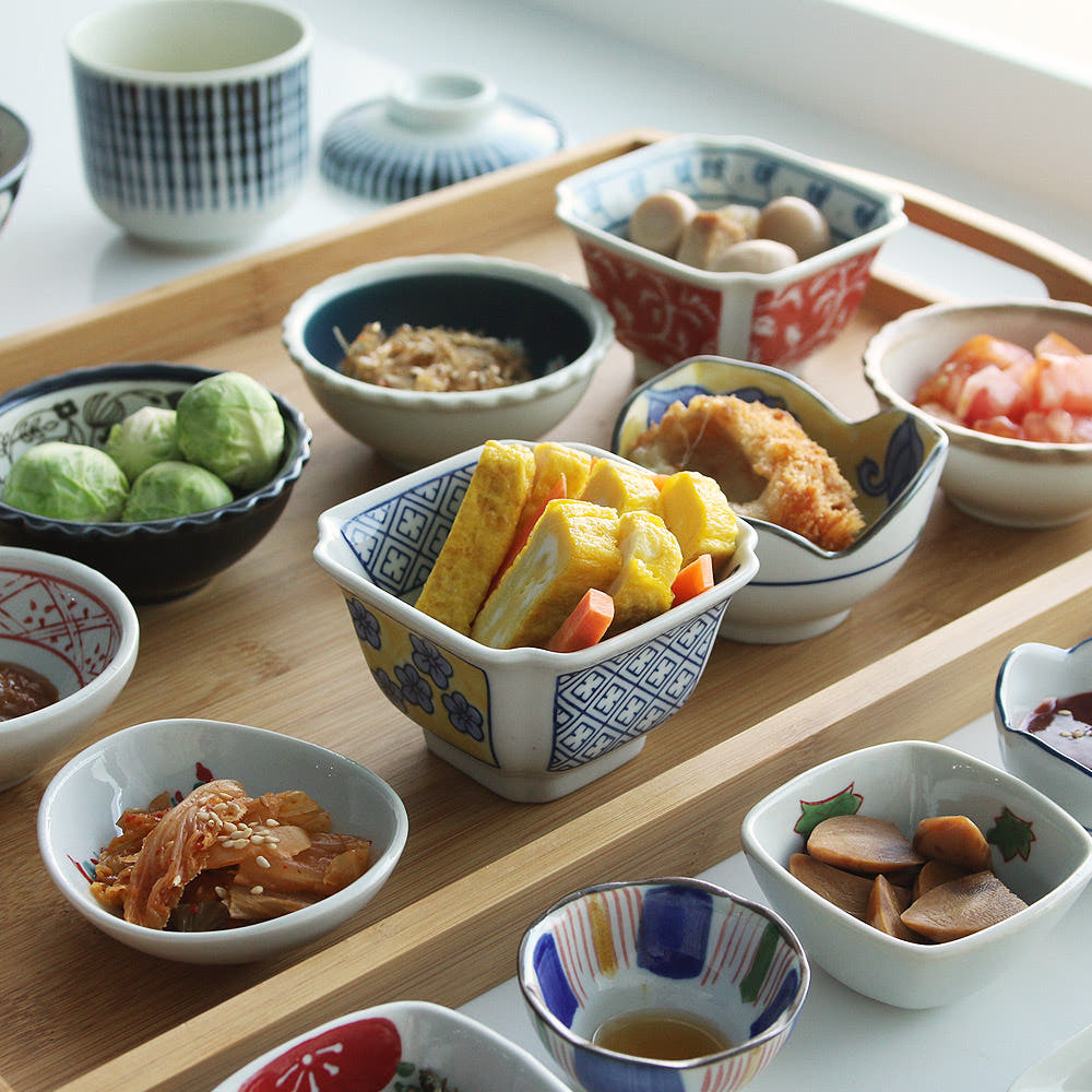 꿈꾸는키친 일본 가정식 도자기 반찬 접시 유메 사각찬기 A