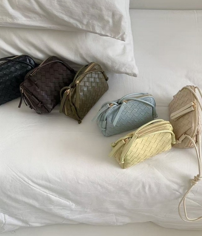 스퀘어 가죽 메쉬 위빙 미니 크로스백 데일리 여행 핸드폰가방