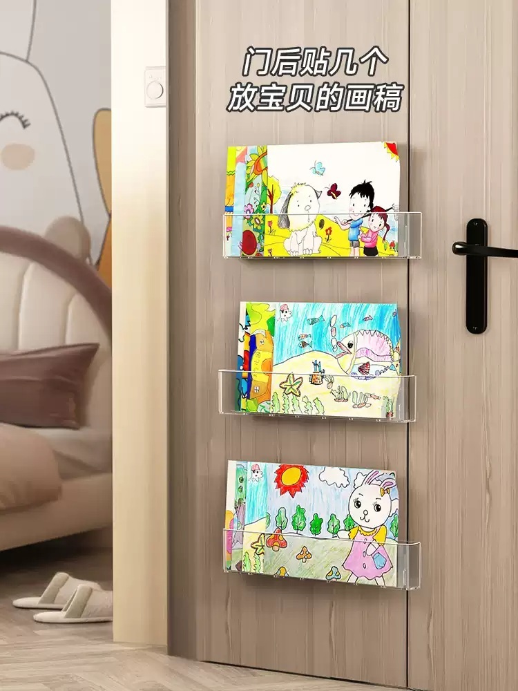 아크릴 전면책장 잡지꽂이 벽걸이 책꽂이 잡지 수납 투명책꽂이 정리함 투명 그림책 - 상세 이미지 4