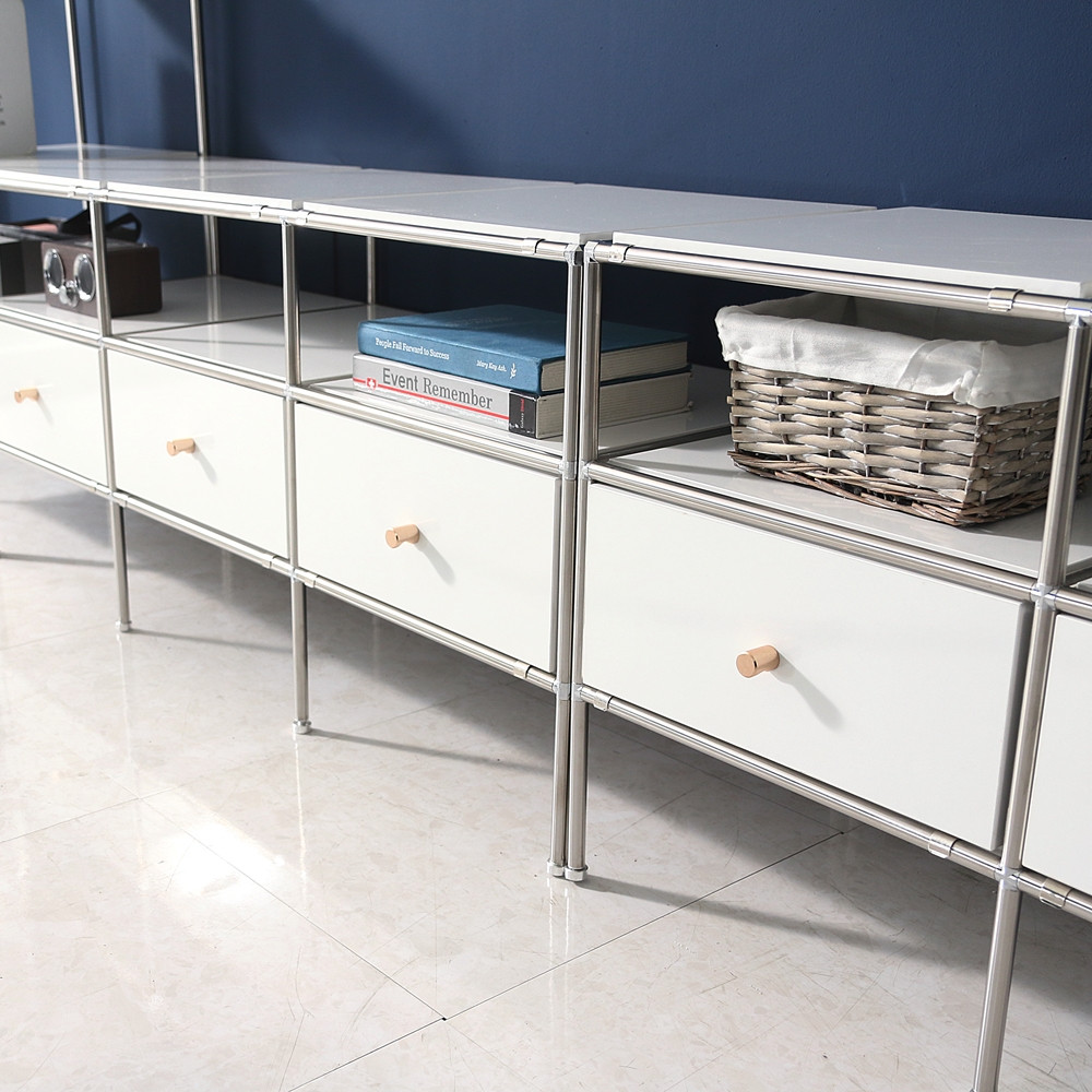 홈그니처 미드센츄리거실장 모듈 얇은 TV다이서랍장 폭좁은 1200x400x527mm, 화이트