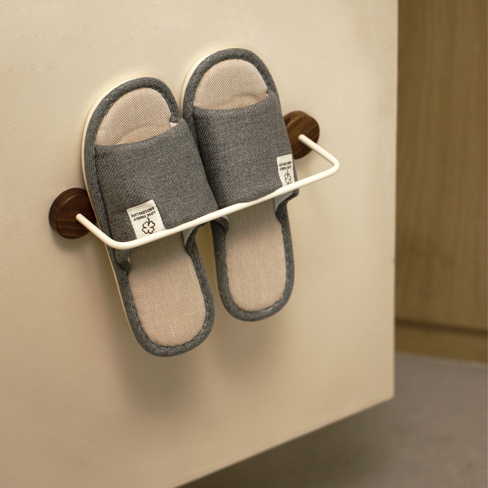 무타공 실내화 거치대 정리대 슬리퍼 걸이 화장실 거실화 신발 우드 크림 41cm