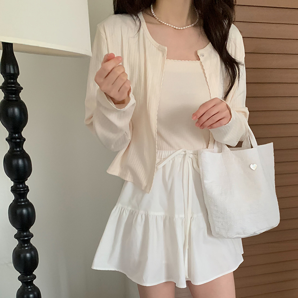 퓨어 러블리 리본 펀칭 자수 에코백 미니 토트백 휴양지가방 - 상세 이미지 3