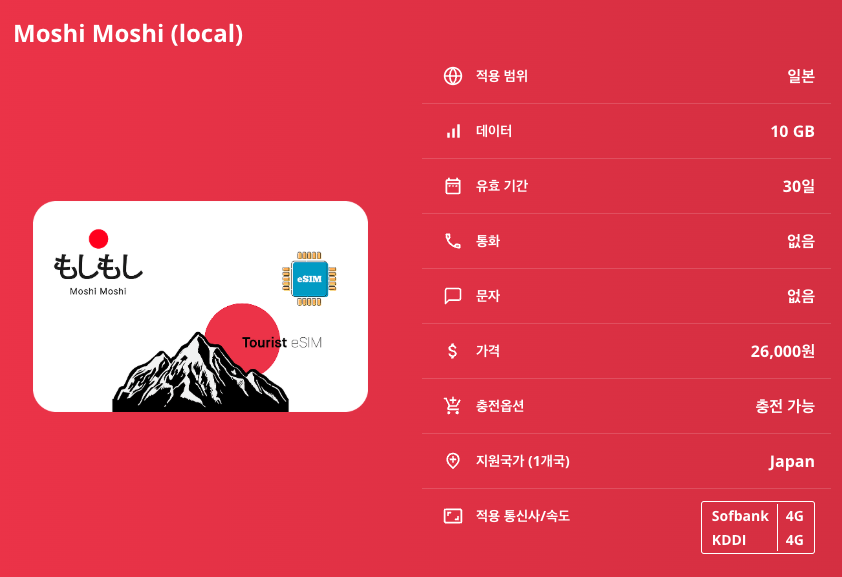 일본 로컬망 이심 eSIM 소프트뱅크 Sofbank KDDI 도쿄 오사카 교토 나고야 오키나와 삿포로 니세코 닛코 고베 히로시마 후쿠오카 홋카이도 규슈 요코하마 시즈오카 이심통