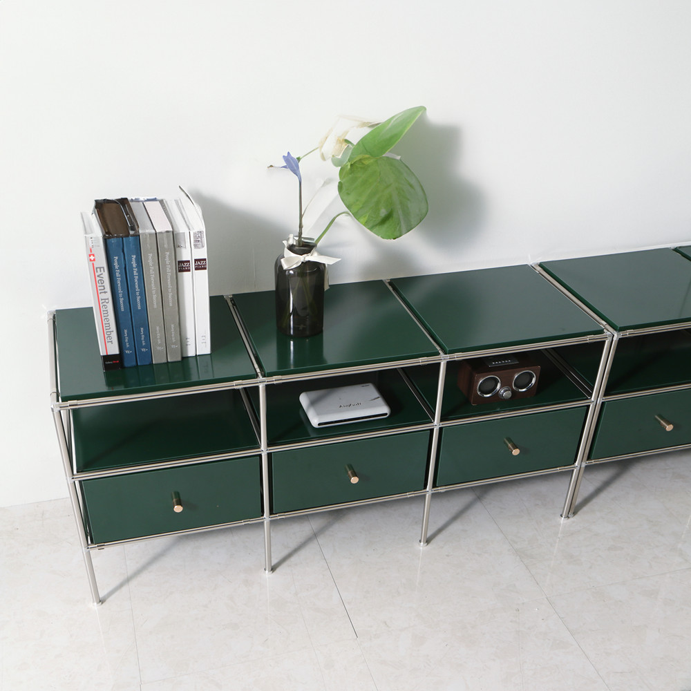 홈그니처 미드센츄리거실장 모듈 얇은 TV다이서랍장 폭좁은 1200x400x527mm, 화이트