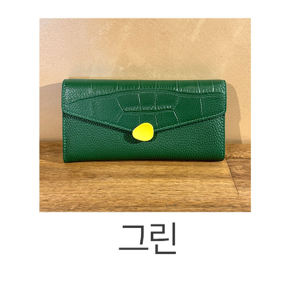 악어무늬 패턴 천연 가죽 여성 장지갑 소가죽 긴지갑 월렛 엄마 아내 여친 고급 지갑선물 이미지 6