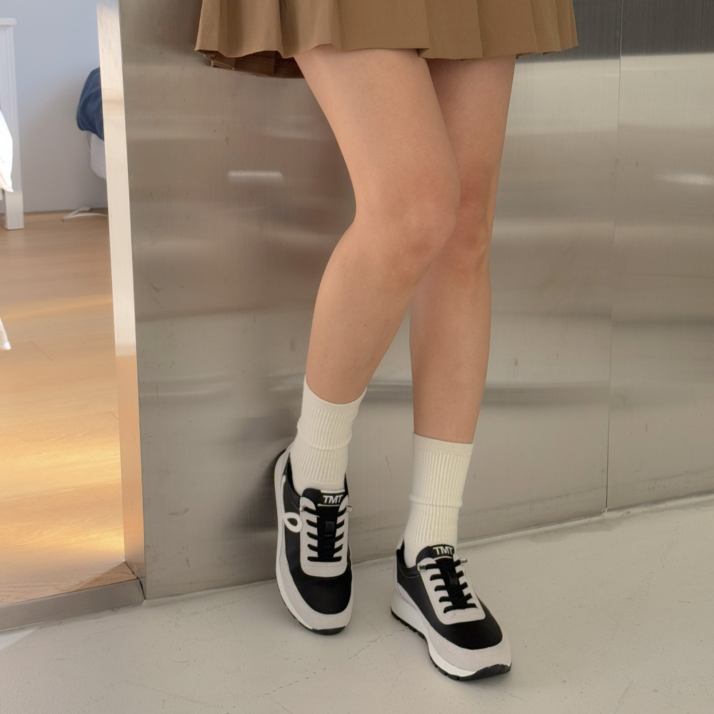 소울리 가죽 키높이 스니커즈 여성 발편한 운동화 5cm 통굽 - 상세 이미지 3