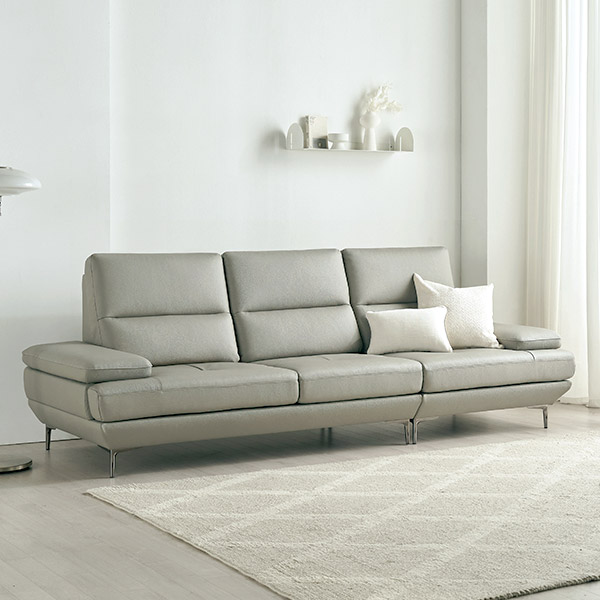 스칸디아 버밍엄 천연 통가죽 소파 스툴미포함, 그레이, 4인용