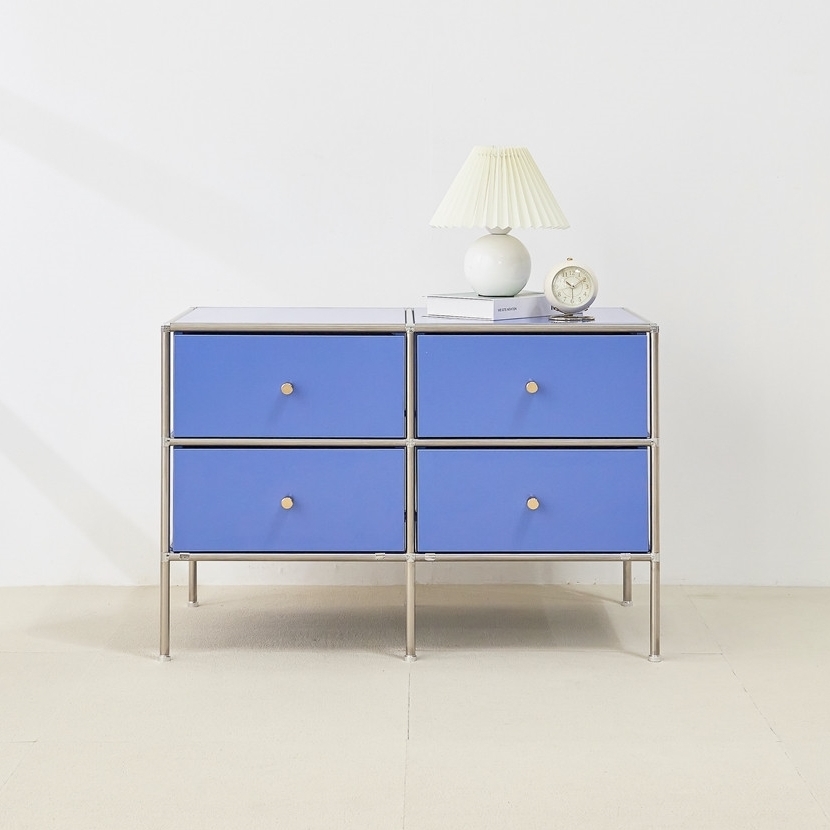 홈그니처 모듈 거실장 가구 폭좁은 안방티비장 미니 티비다이 800x400x545mm, 스카이블루