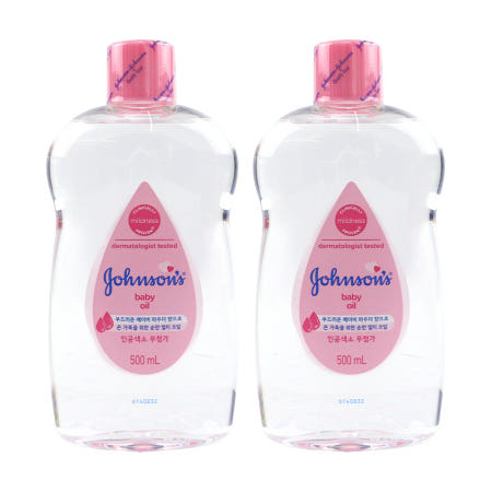 존슨즈 베이비 오일 500ml 2개 베이비파우더향 신생아 바디오일