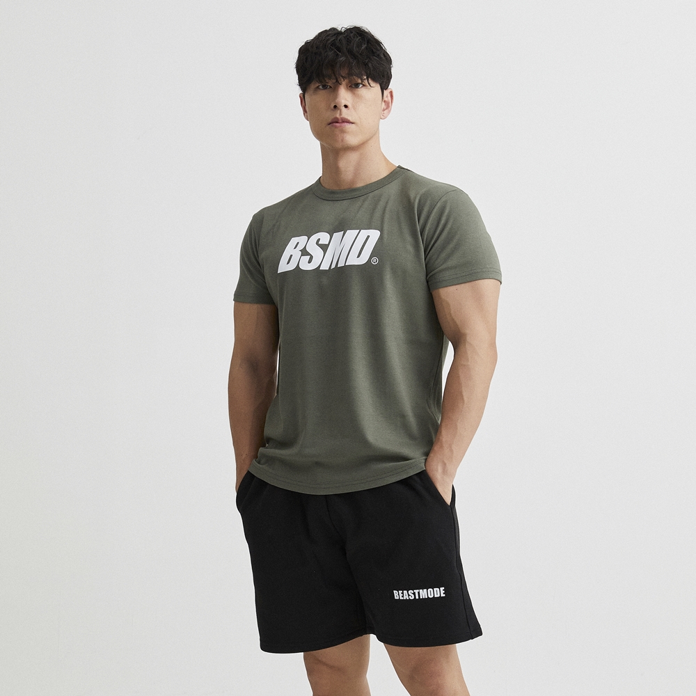 비스트모드 메인로고 남자 머슬핏반팔 티셔츠 헬스 짐웨어 BSMD - 상세 이미지 2