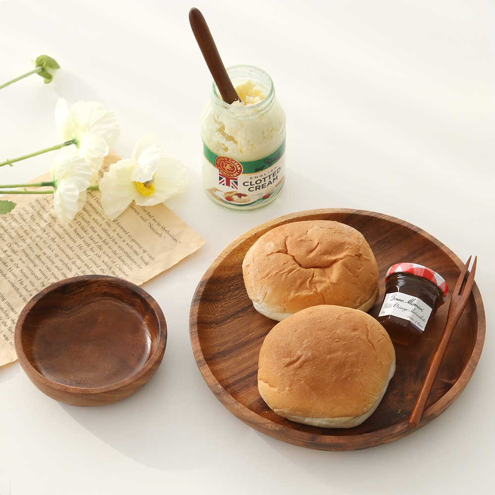 감성포장 모닝빵세트 4p 우드 접시 티포크 버터나이프 디저트 선물세트 집들이 홈세트