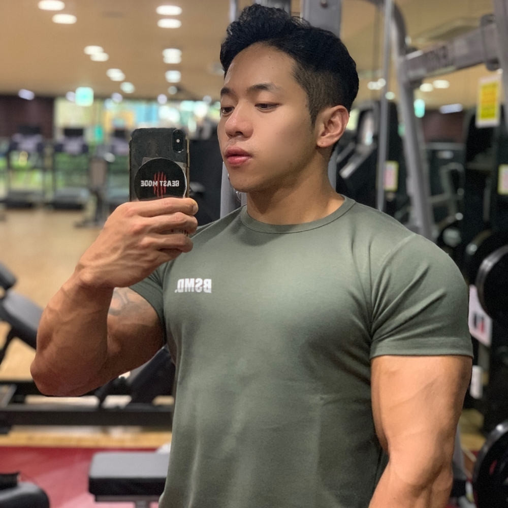 비스트모드 심플로고 머슬핏 반팔 티셔츠 헬스 짐웨어 BSMD - 상품 이미지