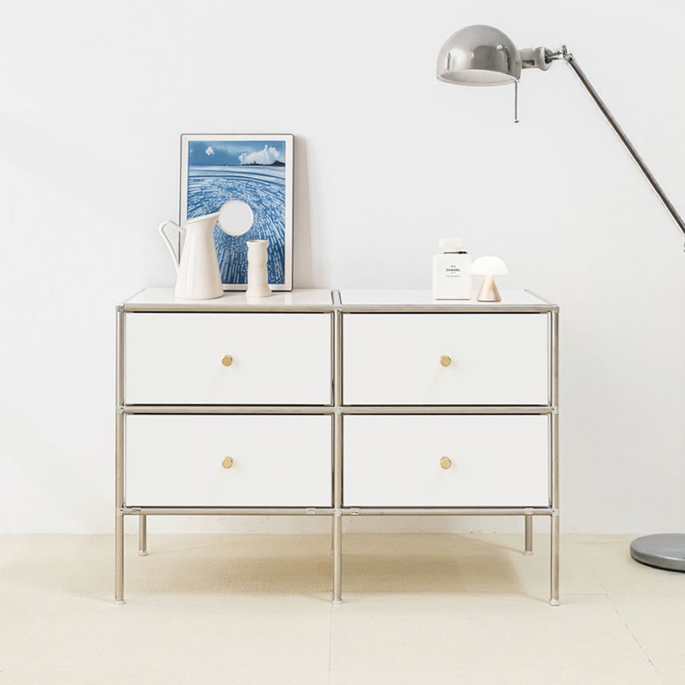 홈그니처 모듈 거실장 가구 폭좁은 안방티비장 미니 티비다이 800x400x545mm, 화이트