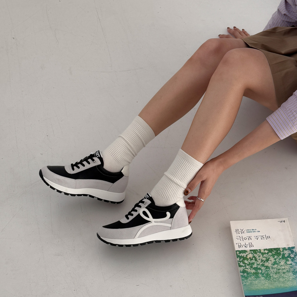 소울리 가죽 키높이 스니커즈 여성 발편한 운동화 5cm 통굽 이미지 7