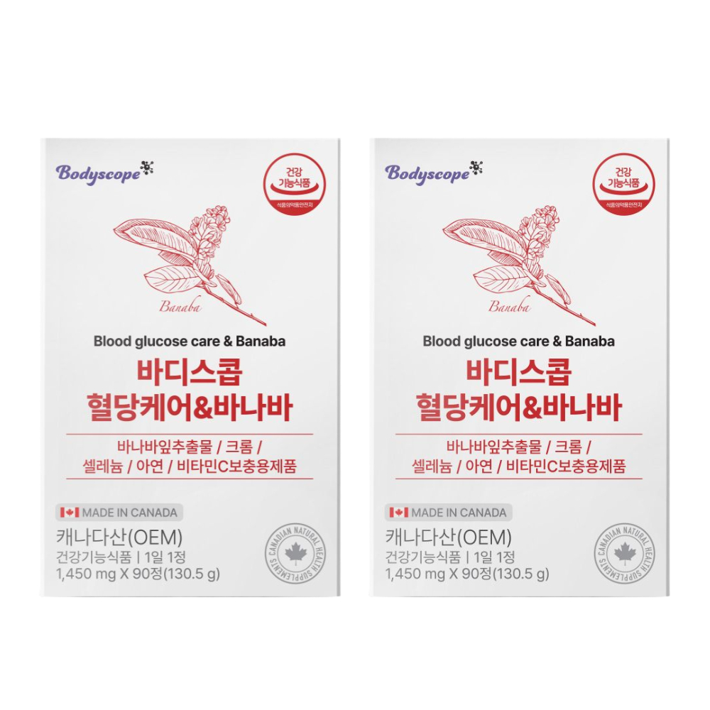 [원쁠템] 바디스콥 혈당케어 바나바잎 추출물 크롬영양제 코로솔산 1450mg x 180정 6개월분 - 상품 이미지