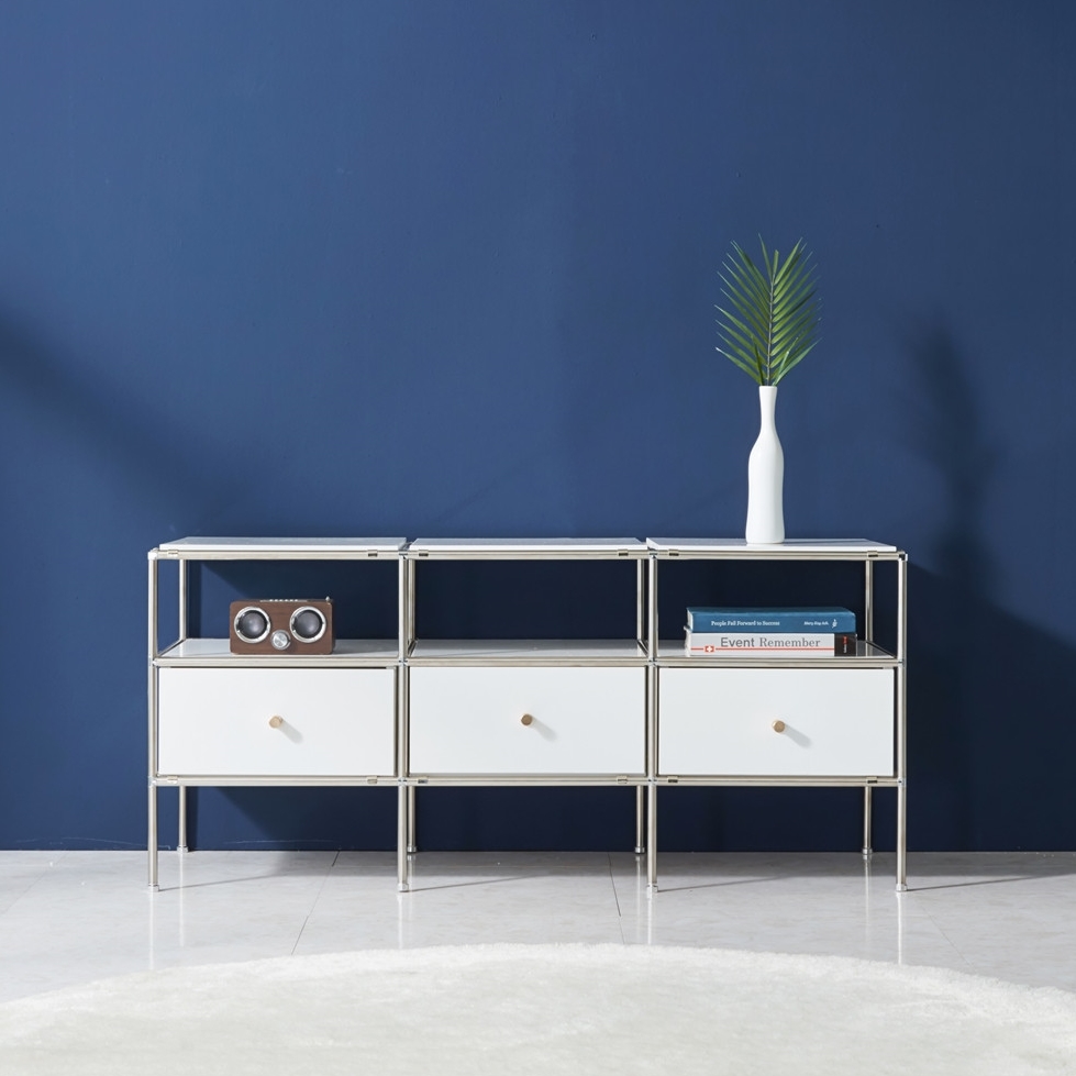 홈그니처 미드센츄리거실장 모듈 얇은 TV다이서랍장 폭좁은 1200x400x527mm, 화이트