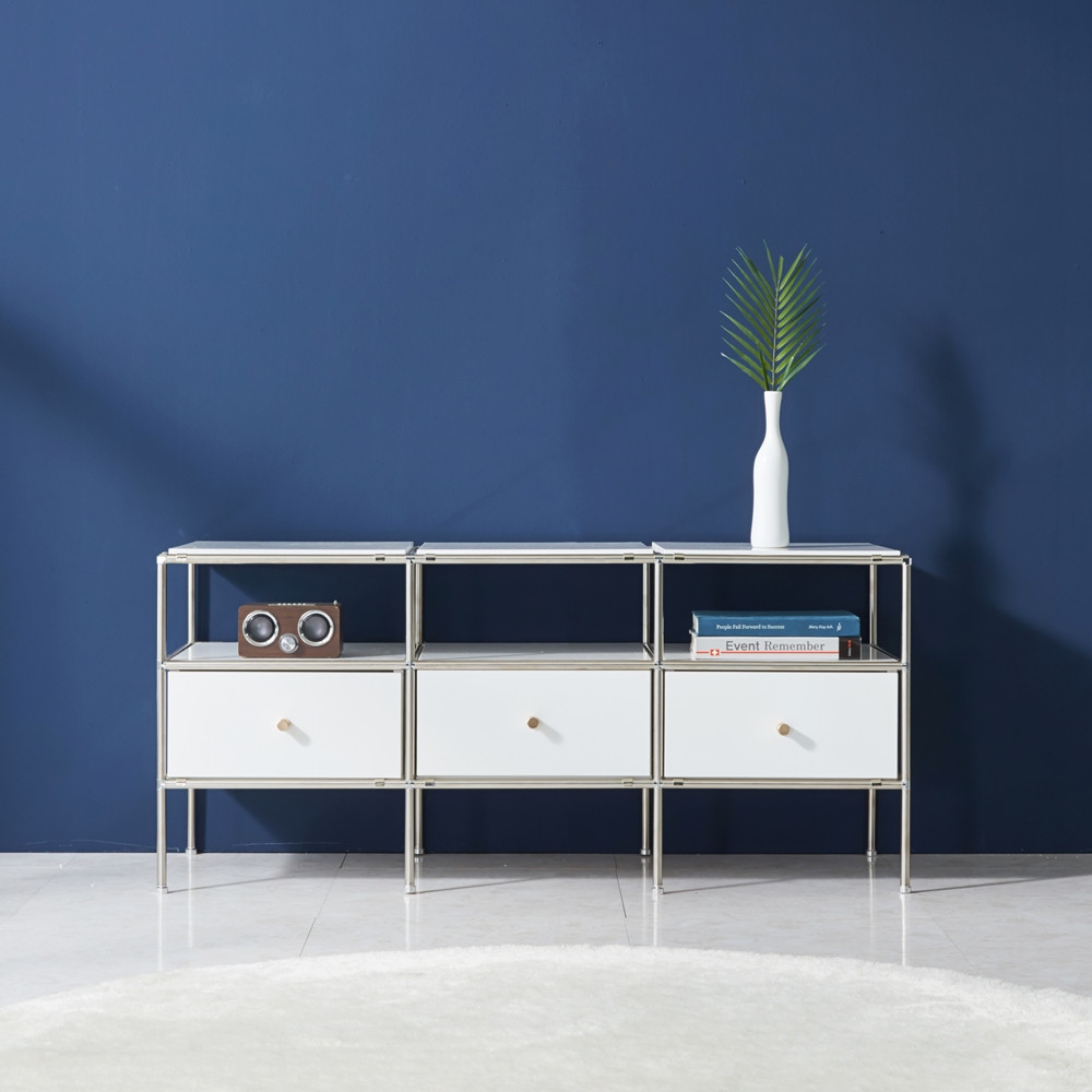 홈그니처 미드센츄리거실장 모듈 얇은 TV다이서랍장 폭좁은 1200x400x527mm, 오렌지