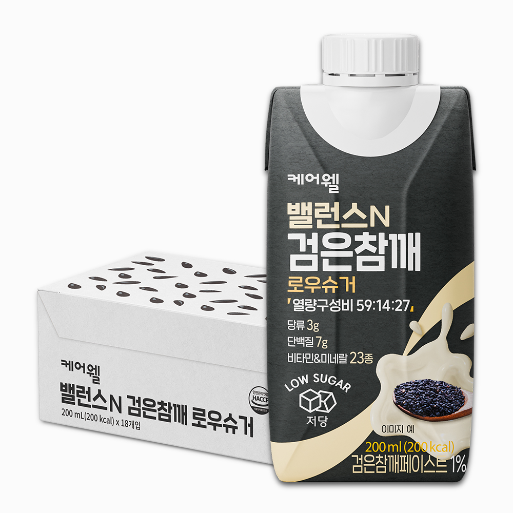 [본사] 케어웰 밸런스N 검은참깨 200ml 18팩 식사대용 균형 영양식 환자 노인 영양음료 제품 이미지
