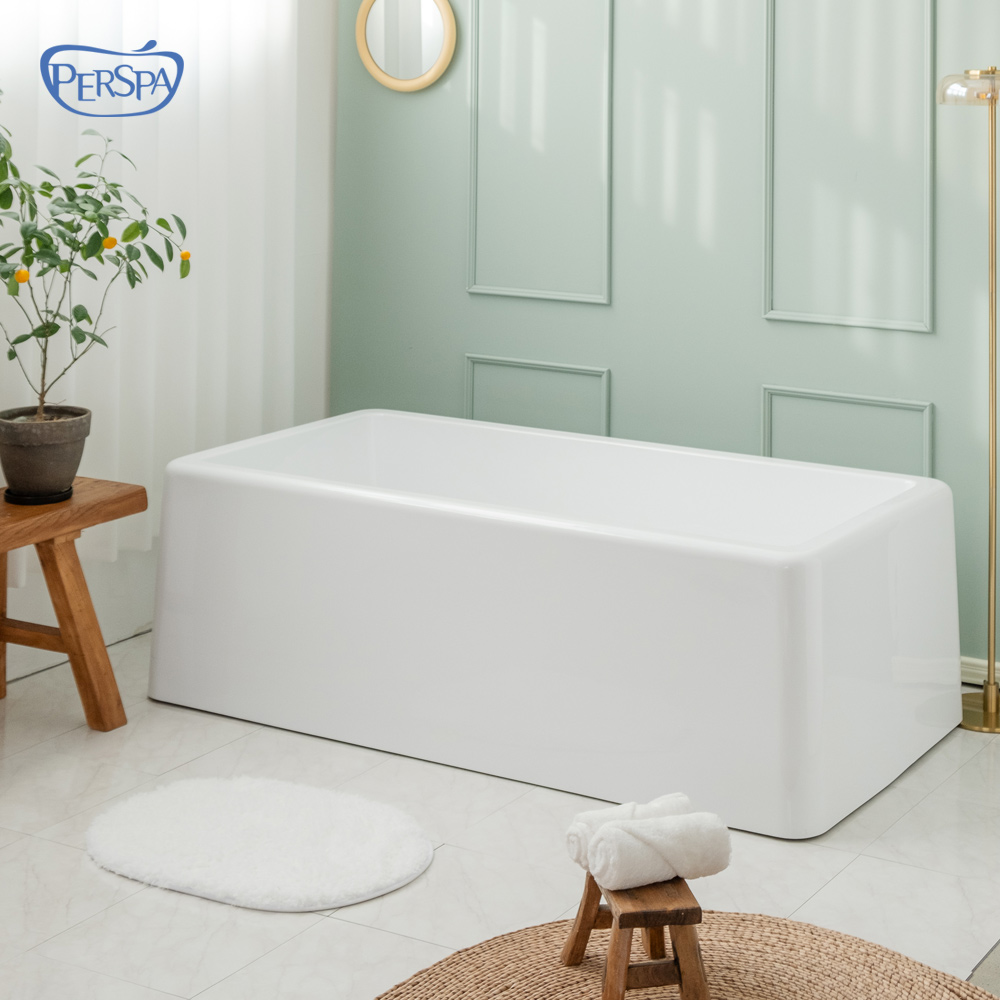[덮개포함] 퍼스파 솔리드 아크릴 이동식욕조 1인용 1300 반신욕 프리스탠딩 일체형 욕조