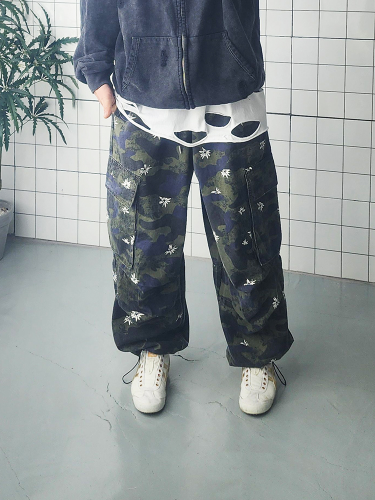 빈티지 플라워 카모 와이드 카고바지 - 상품 이미지