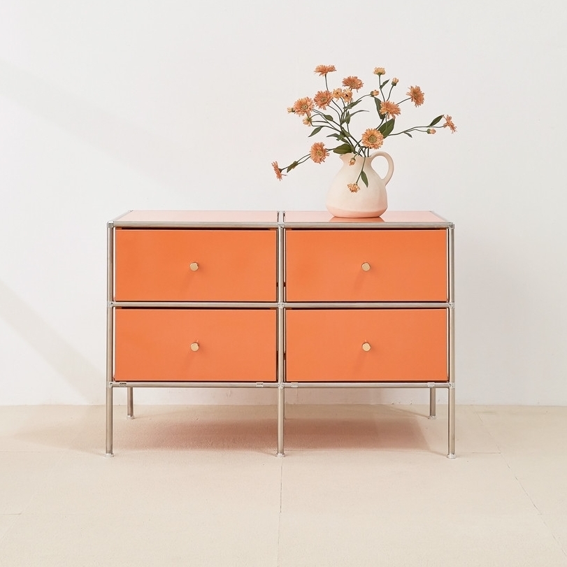 홈그니처 모듈 거실장 가구 폭좁은 안방티비장 미니 티비다이 800x400x545mm, 오렌지