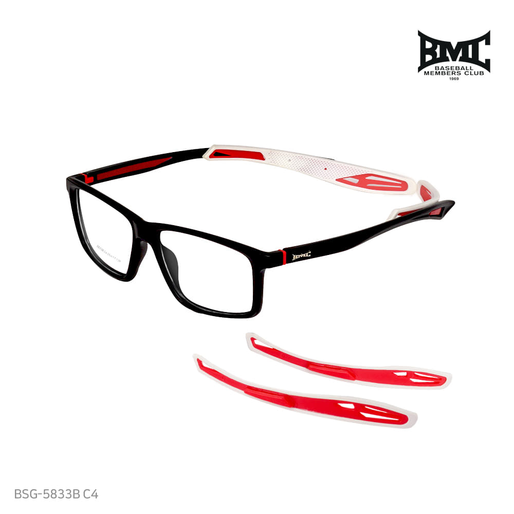 [BMC] 스포츠 안경 5833 시리즈 야구 등 각종 스포츠 필수템 - 블랙레드