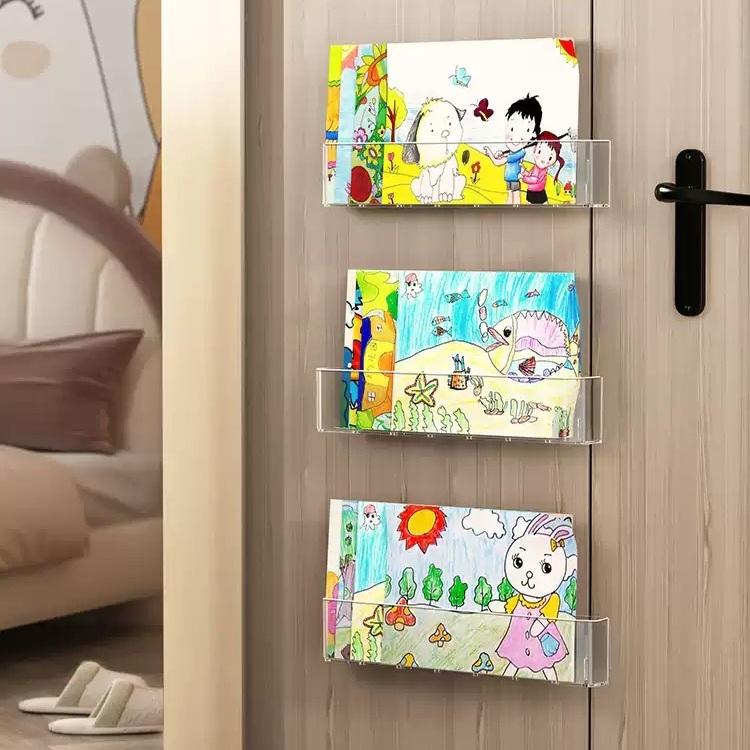 아크릴 전면책장 투명책꽂이 그림책 벽걸이 책꽂이 팜플렛 선반 투명 수납 잡지 - 상세 이미지 4