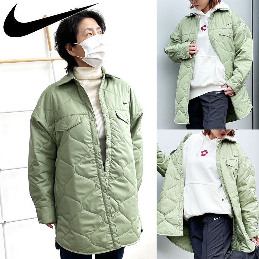 [시즌세일] 나이키 에센셜 여자 퀄팅 트렌치 경량패딩 깔깔이 자켓 FB8733-386 - 상품 이미지