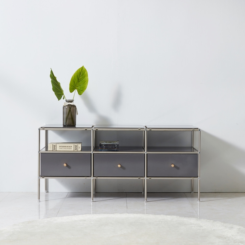 홈그니처 미드센츄리거실장 모듈 얇은 TV다이서랍장 폭좁은 1200x400x527mm, 화이트