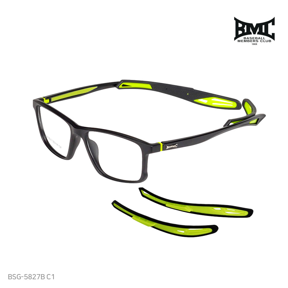 [BMC] 스포츠 안경 5827 시리즈 야구 등 각종 스포츠 필수템 - 형광블랙
