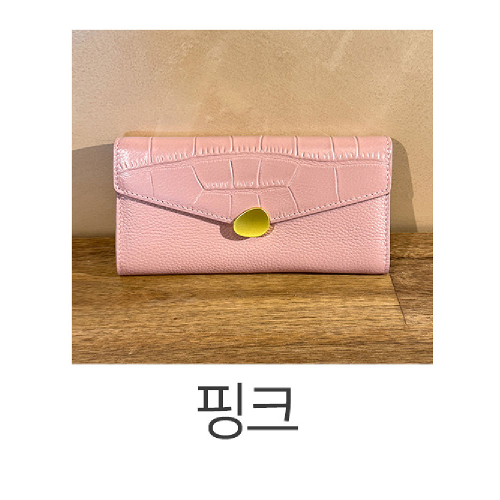 악어무늬 패턴 천연 가죽 여성 장지갑 소가죽 긴지갑 월렛 엄마 아내 여친 고급 지갑선물 이미지 7
