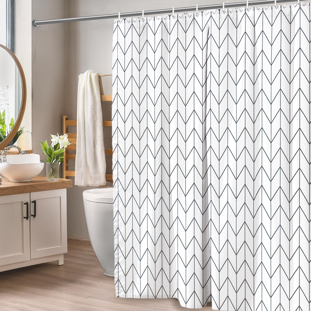레토 패브릭 샤워커튼 방수 욕실 커튼 그레이헤링본 1200x1800 중형