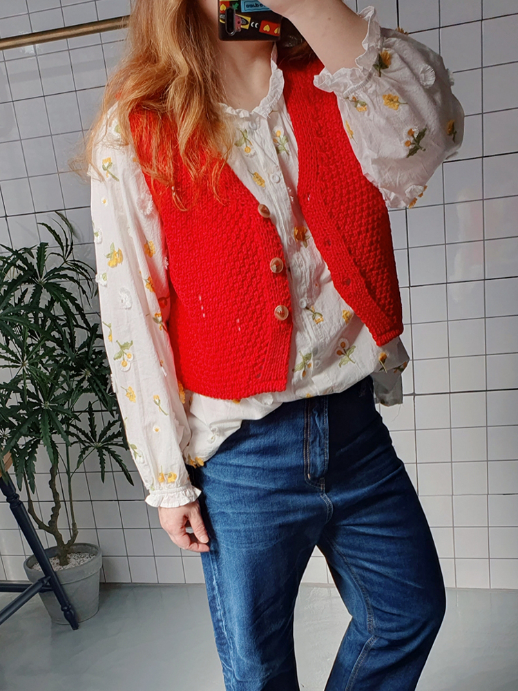 (무배) 니트 환절기 컬러플 조끼 베스트