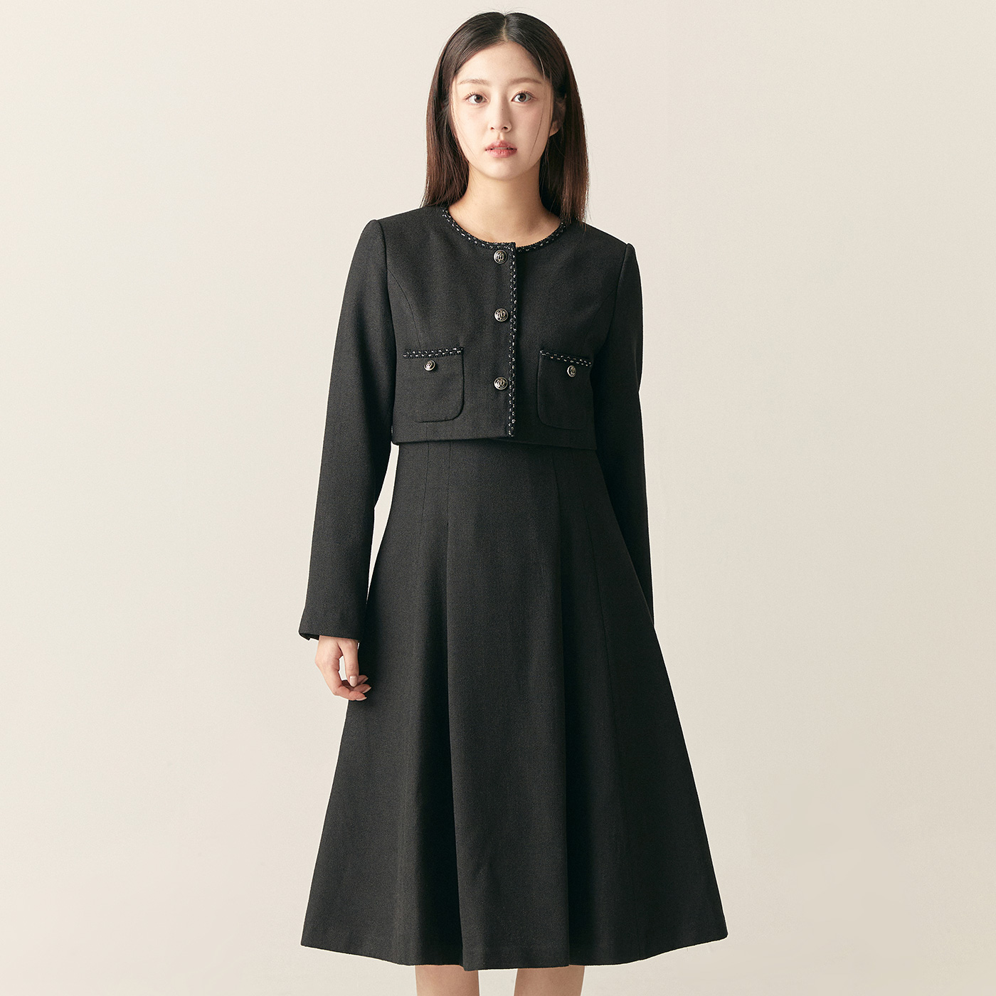 로엠 라운드넥 조직감 2in1 원피스 RMOWF12RT3 - 상세 이미지 2