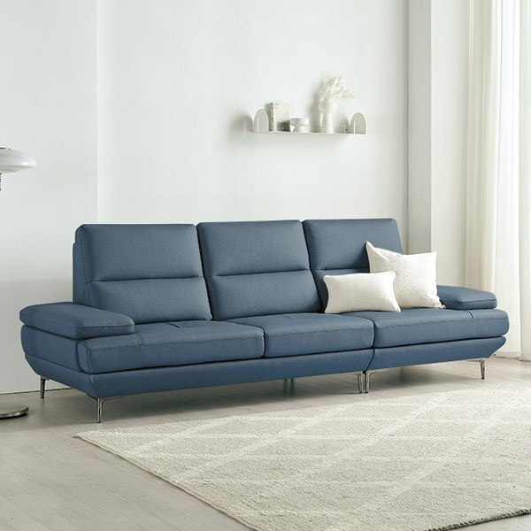 스칸디아 버밍엄 천연 통가죽 소파 스툴미포함, 네이비, 4인용