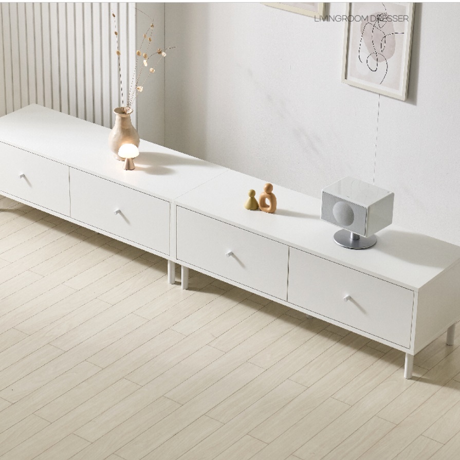 화이트 낮은 tv진열장 대형 티비 거실장 와이드 티비장