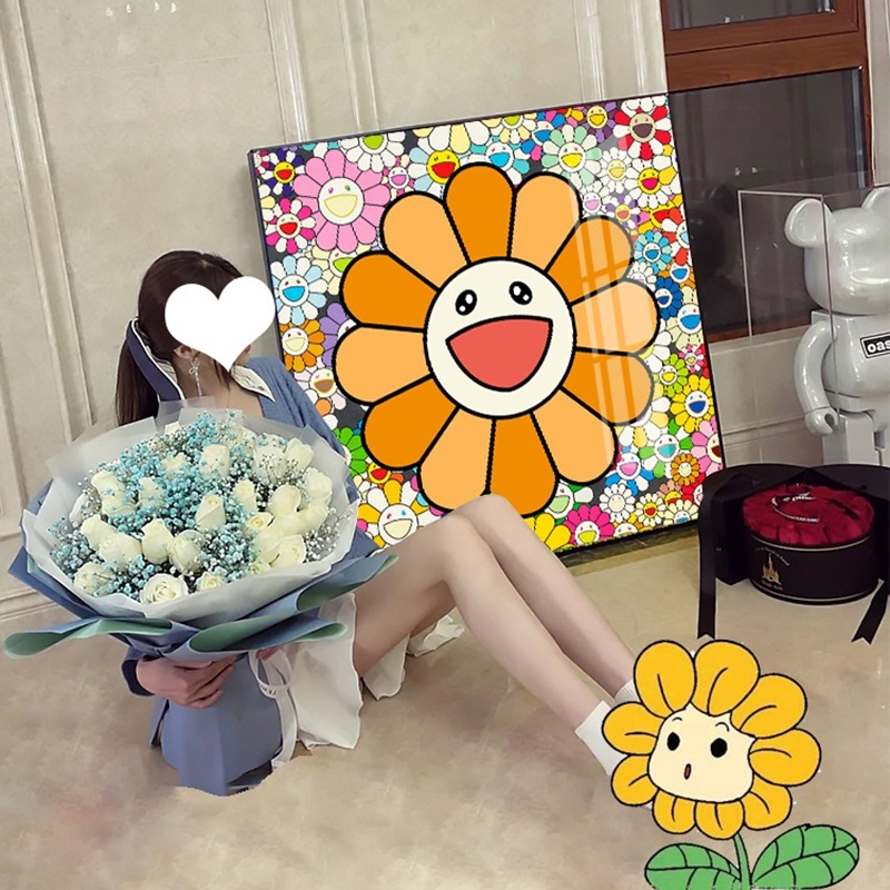 무라카미타카시 해바라기 액자 정사각 인테리어 포스터 그림 침실 팝아트 스마일액자 14종 - 상세 이미지 4