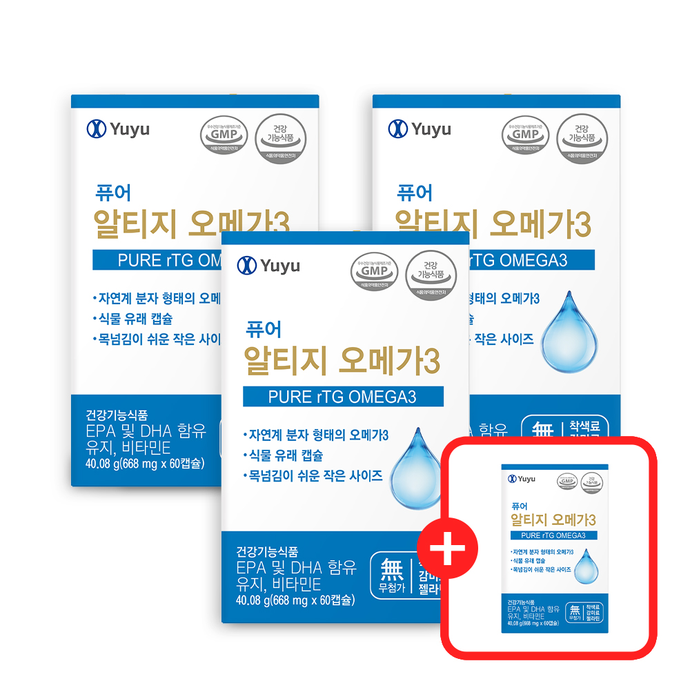 3+1 유유제약 NORP 퓨어 알티지 오메가3 카제로템