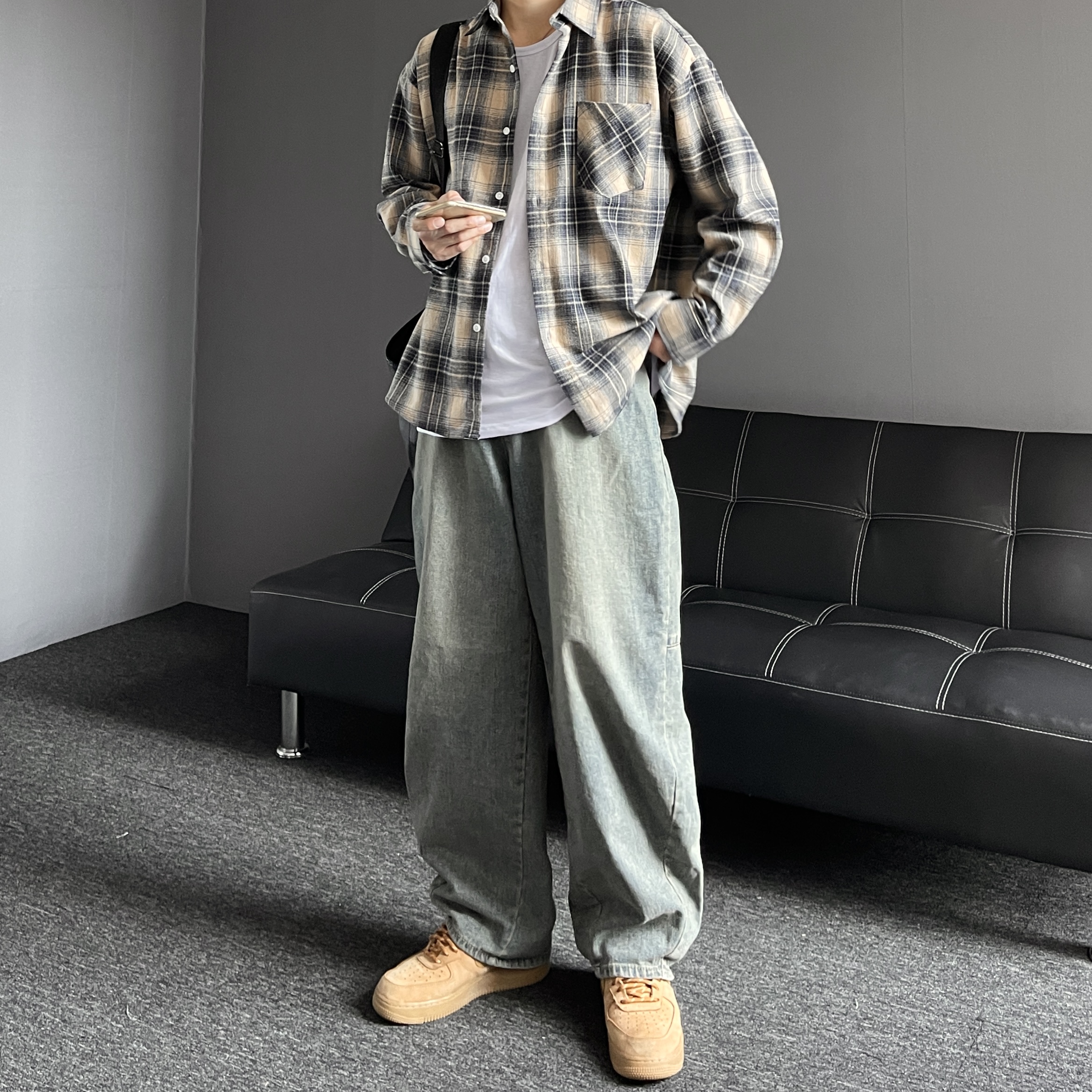오버핏체크셔츠 남자체크남방 이미지 7